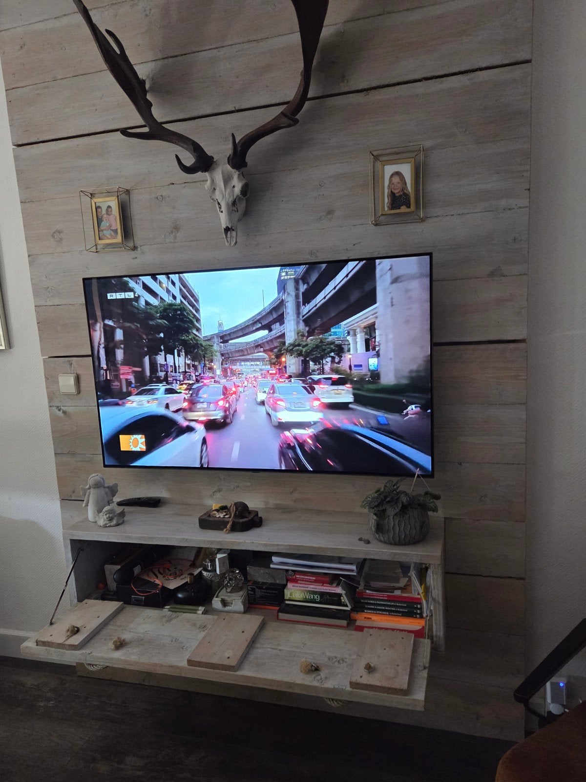 Mooie steigerhouten tv-achterwand, aanpasbaar, 200 cm of meer, Industrieel, Landelijk, 150 tot 200 cm, Ophalen of Verzenden