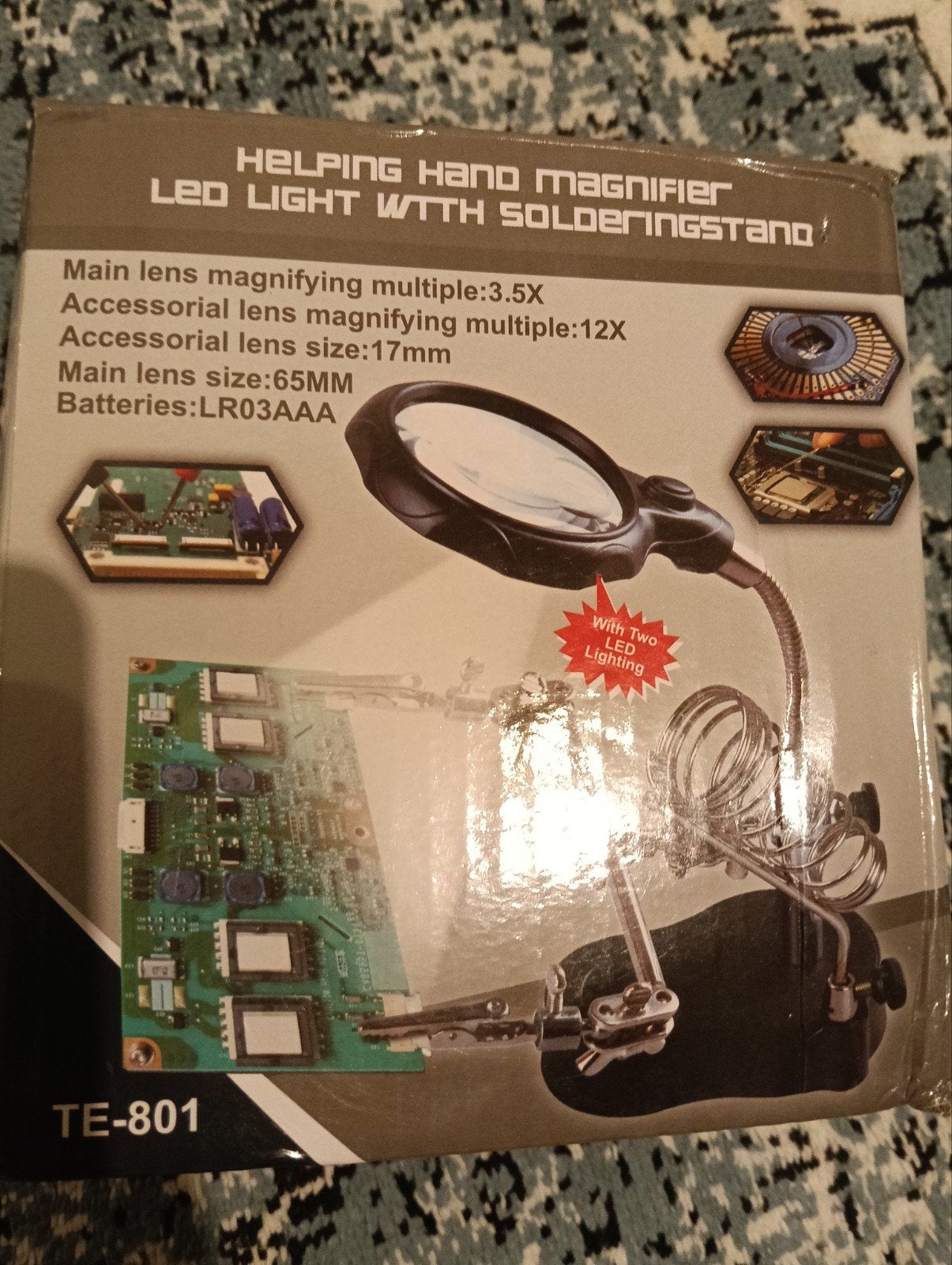 helping hand magnifier led light with solderingstand, Ophalen