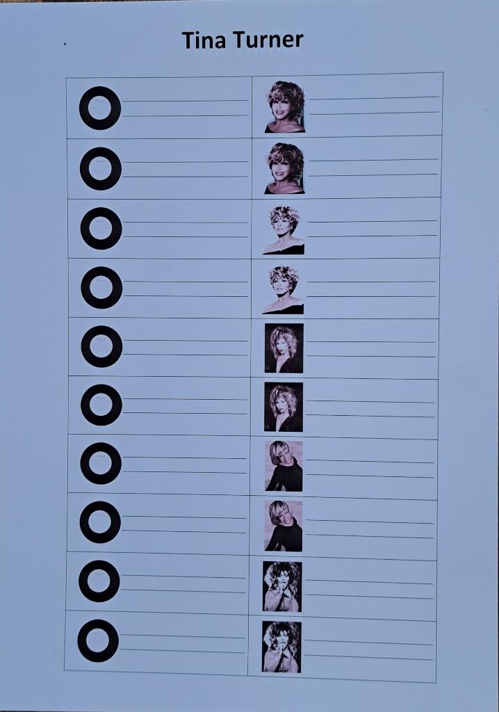 100 jukebox titelkaartjes  (Tina Turner), Ophalen of Verzenden, Nieuw, 1970 tot heden, Overige merken