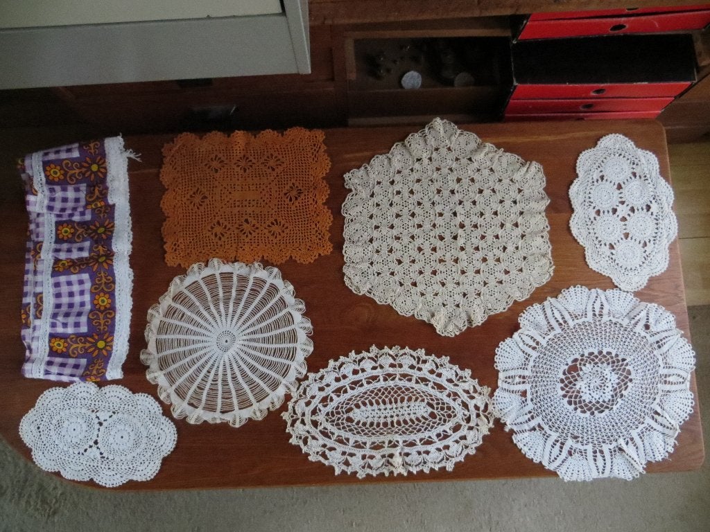 oranje kleedje en kleurige strook, Ophalen of Verzenden