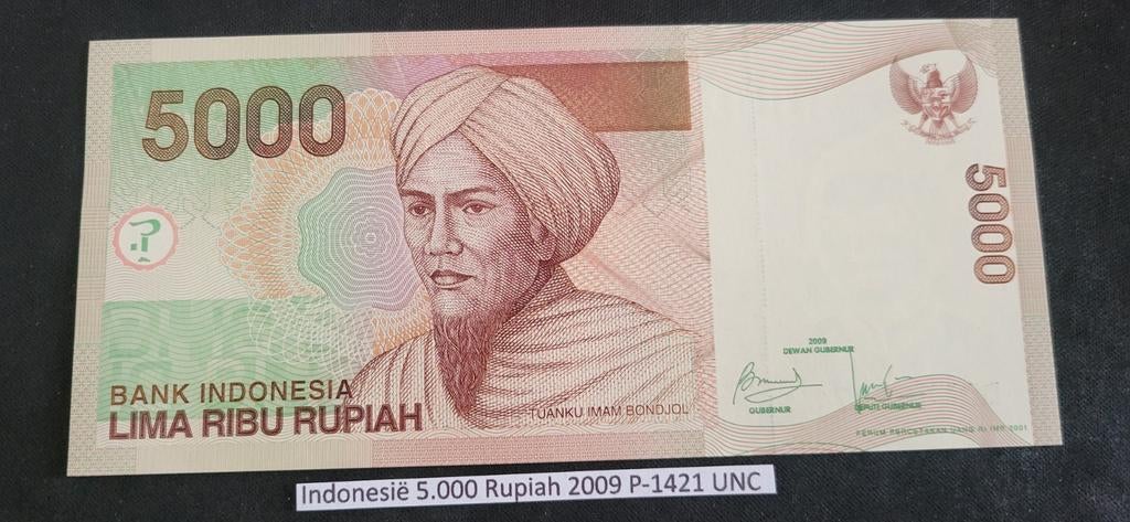 Indonesië 5.000 Rupiah 2009 P-142i  UNC, Postzegels en Munten, Bankbiljetten | Azië, Ophalen of Verzenden