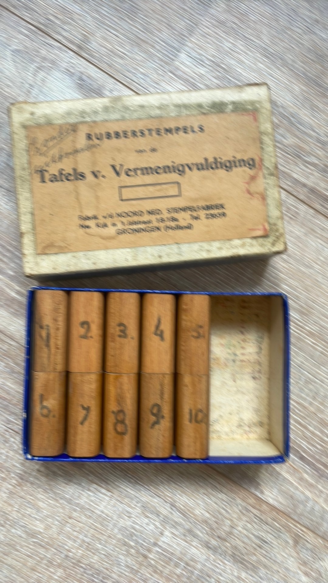 Antieke schoolstempels Fabriek v/d NOORD Groningen, Ophalen of Verzenden, Gebruikt, Houten stempel