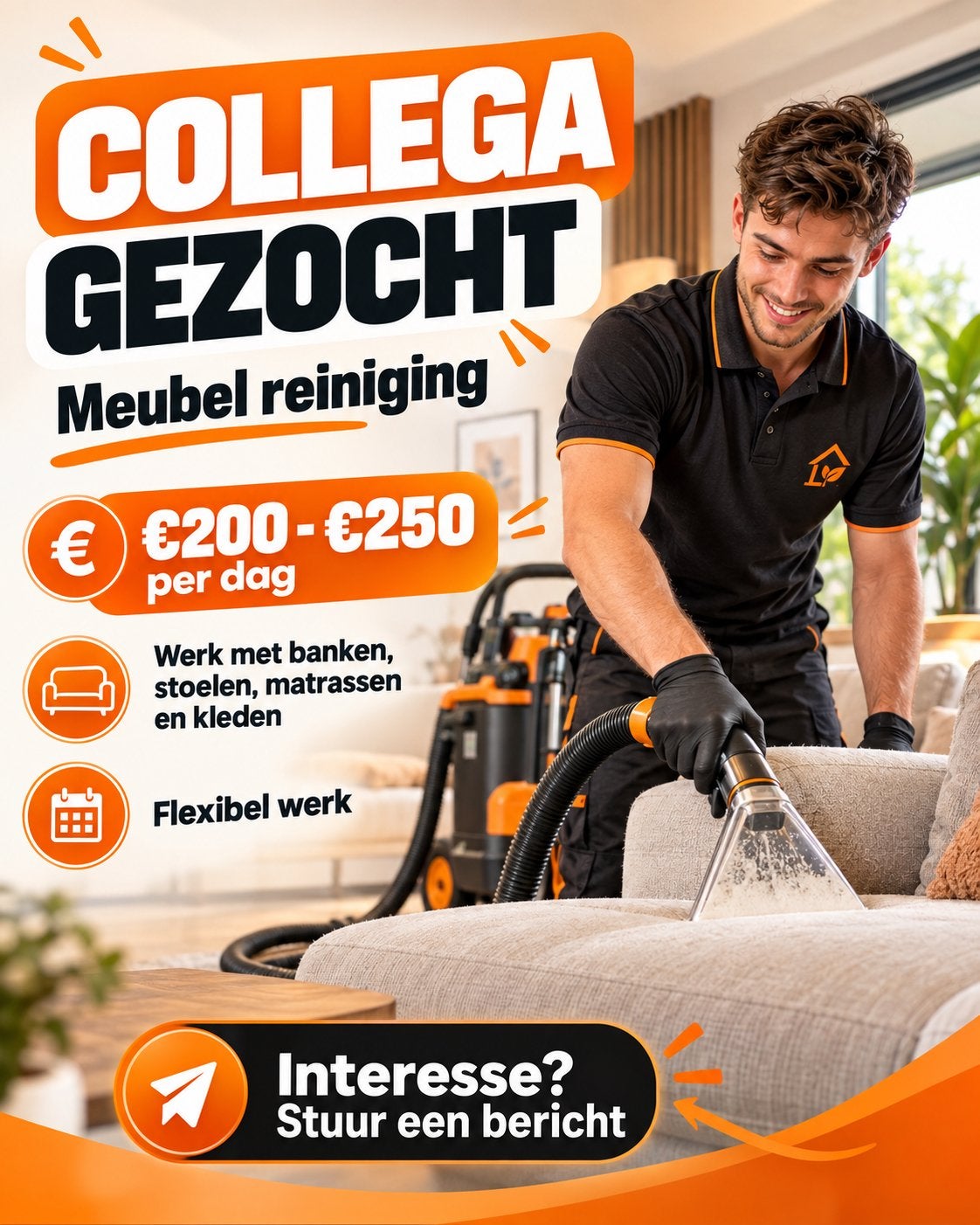 Collega Gezocht Meubelreiniging – €200 tot €250 per dag, Vacatures