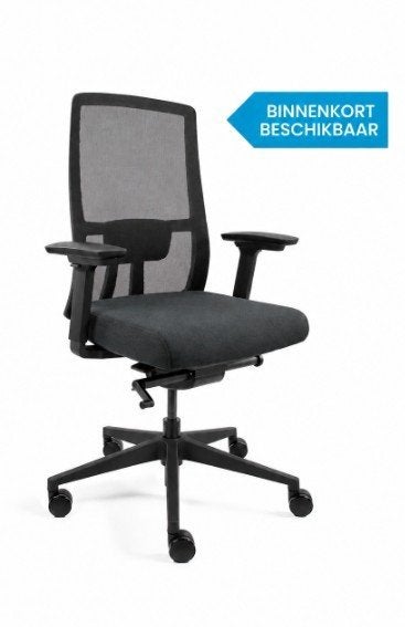 Bureaustoel Salland, Zwarte stoffering, Zwart frame NEN 1335, Zwart, Nieuw, Ophalen of Verzenden, Bureaustoel