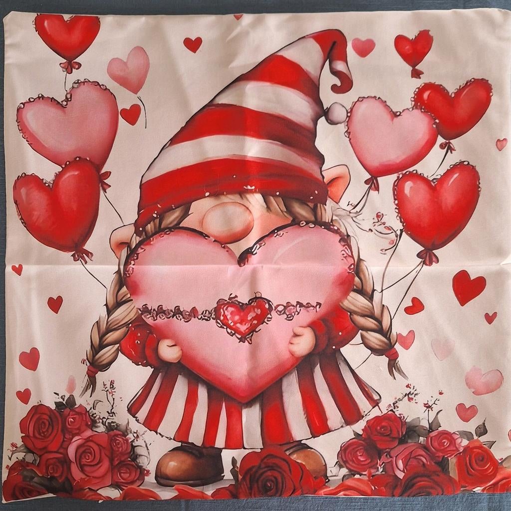 Nieuw kussenhoezen liefde hart gnome rood love, Ophalen of Verzenden, Nieuw, Rood, Vierkant