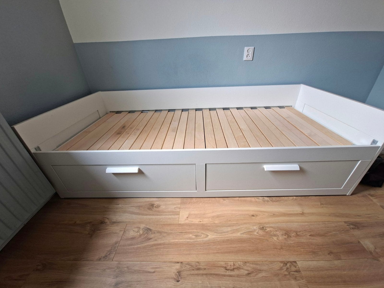 Brimnes bedbank  met lades - 80x200 cm, Ophalen, Gebruikt, 90 cm, Eenpersoons