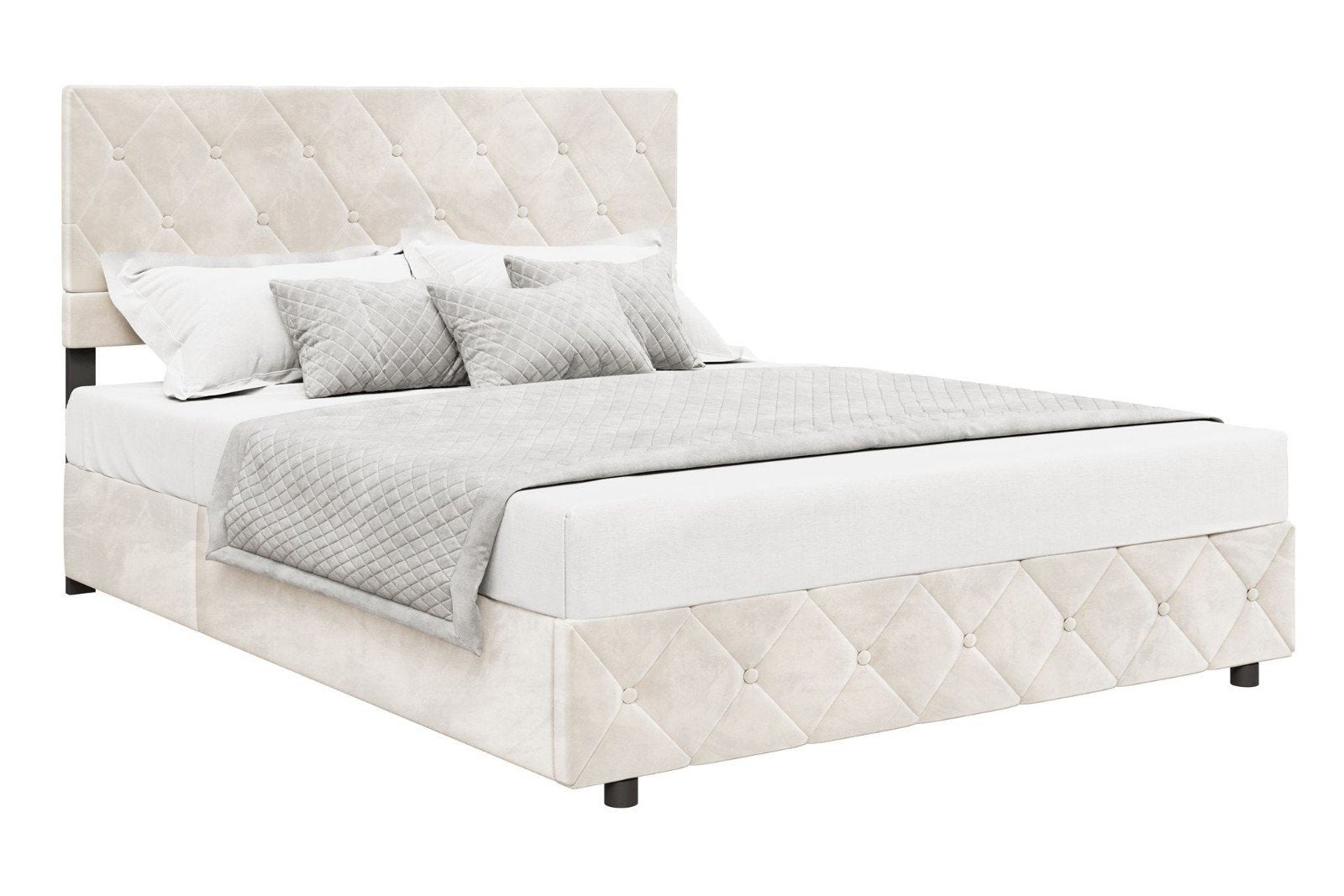 Hernandez Tweepersoonsbed met opbergruimte - Beige, Ophalen, Beige, Zo goed als nieuw, 200 cm