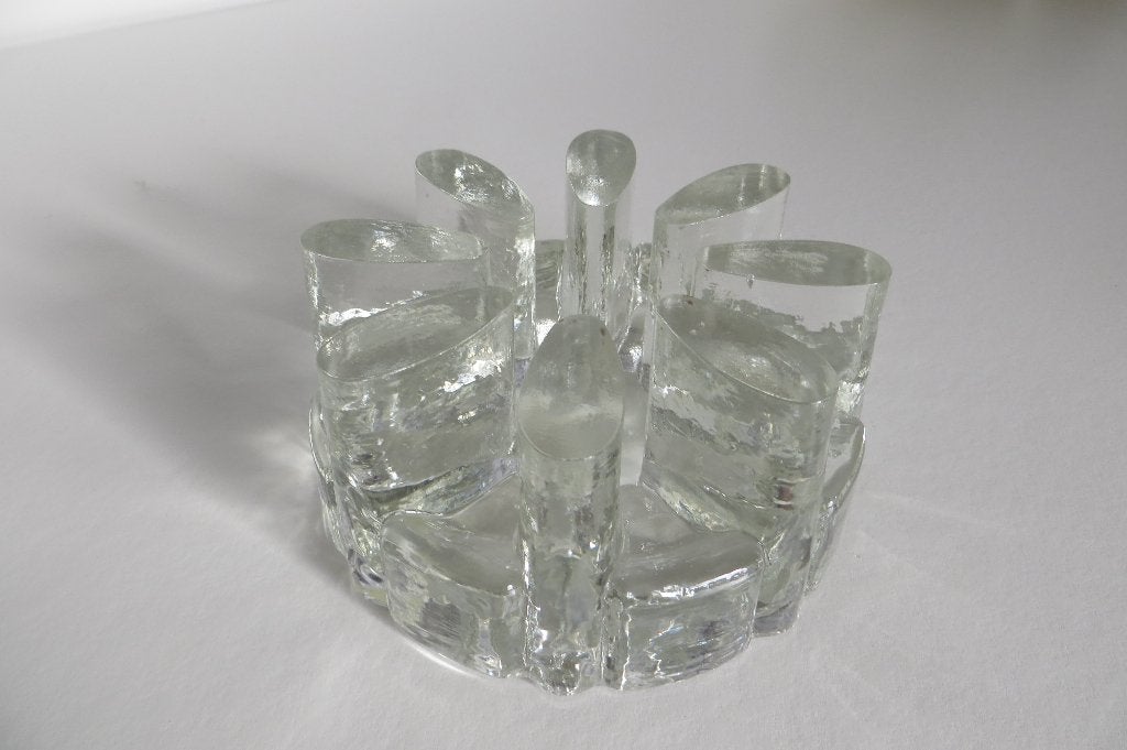 Oud zwaar glazen theelicht / rechaud. voor waxinelichtje., Antiek en Kunst, Ophalen of Verzenden