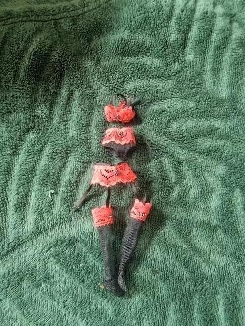 Heidi Ott miniatuur rood lingerie setje voor pop 14 cm, Ophalen of Verzenden