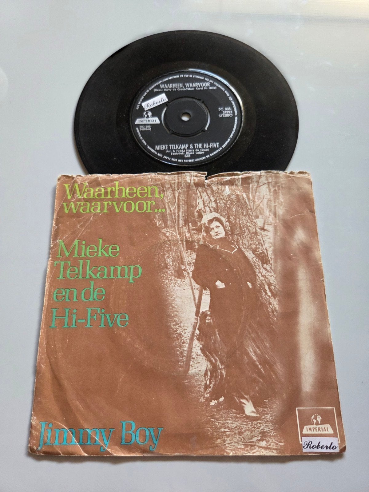 Mieke Telkamp en de Hi-Five - Waarheen waarvoor, Gebruikt, 7 inch, Single, Ophalen of Verzenden