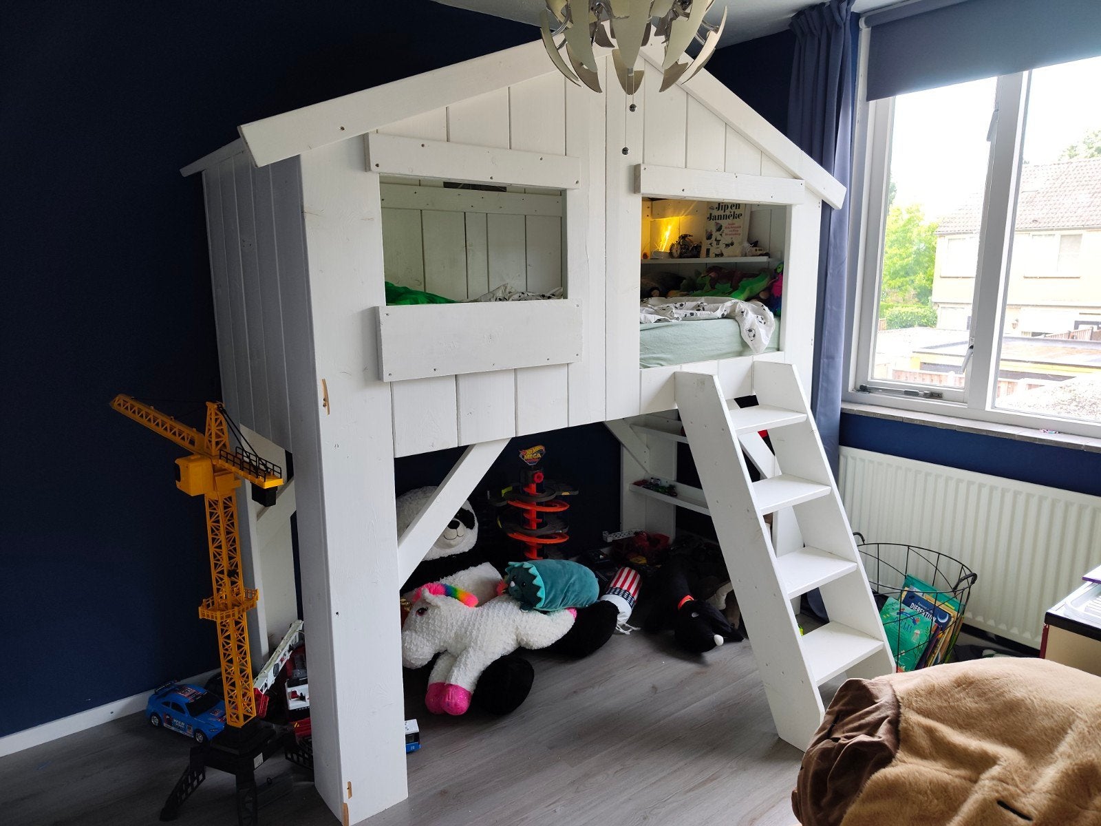 Hoogslaper steigerhout, Ophalen, Gebruikt, Eenpersoons, 200 cm