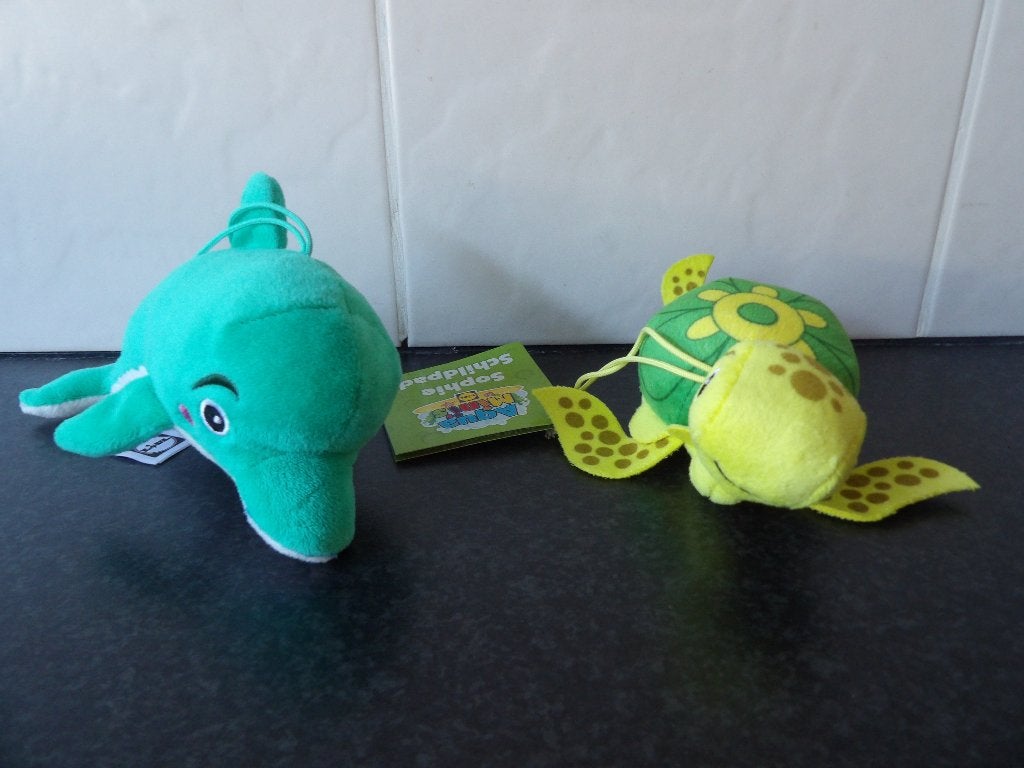 nieuw 2x Lidl aquamini's, schildpad, dolfijn, Lidl, Overige karakters, Overige typen, Nieuw