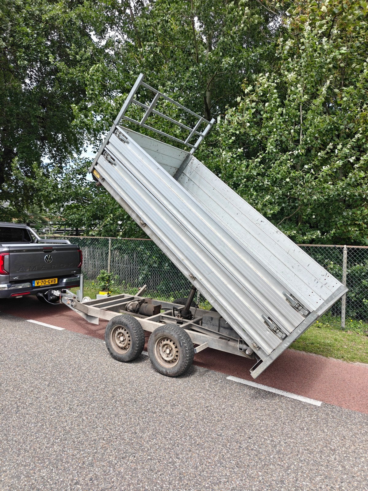 Verdonk 3 zijdige kipper aanhanger met rijplaten, Ophalen, Zo goed als nieuw