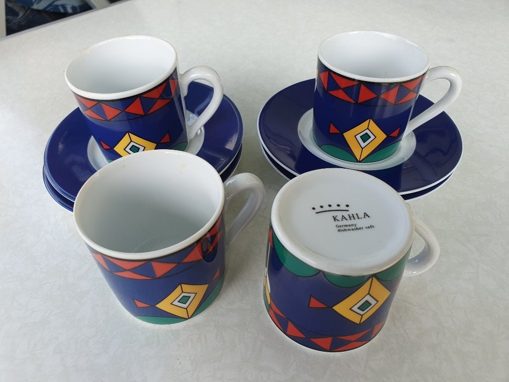 4 x espresso kop en schotel KAHLA Change, Ophalen of Verzenden, Zo goed als nieuw, Porselein, Kop en/of schotel