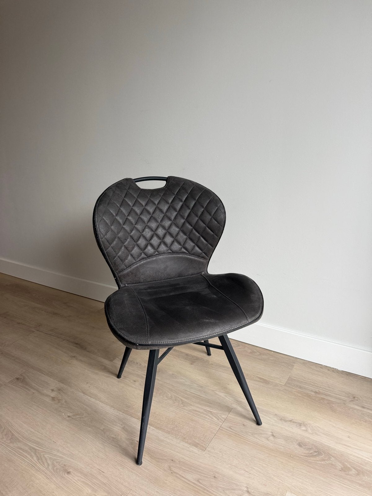 Set van 4 grijze eetkamerstoelen, Ophalen, Gebruikt, Vier, Stof