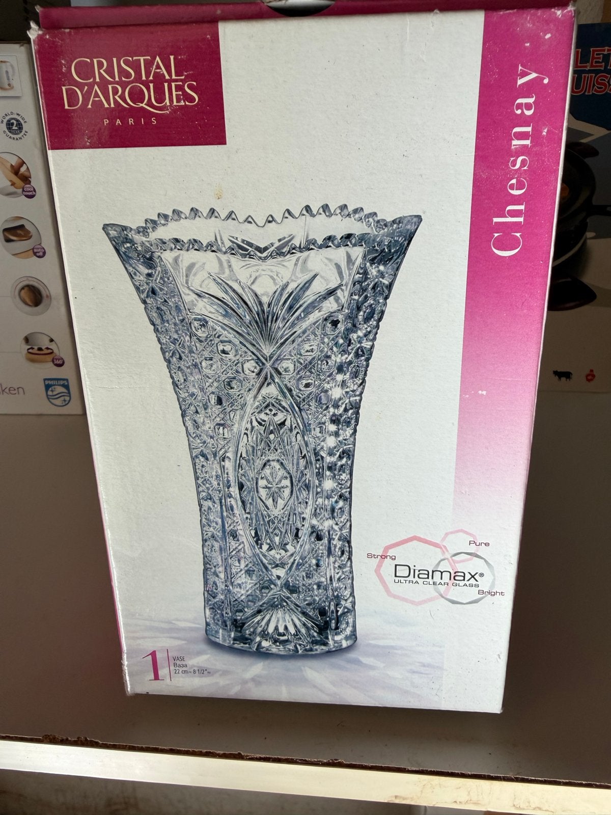 Prachtige Cristal d'Arques Chesnay vaas - Diamax glas, Antiek en Kunst, Ophalen of Verzenden