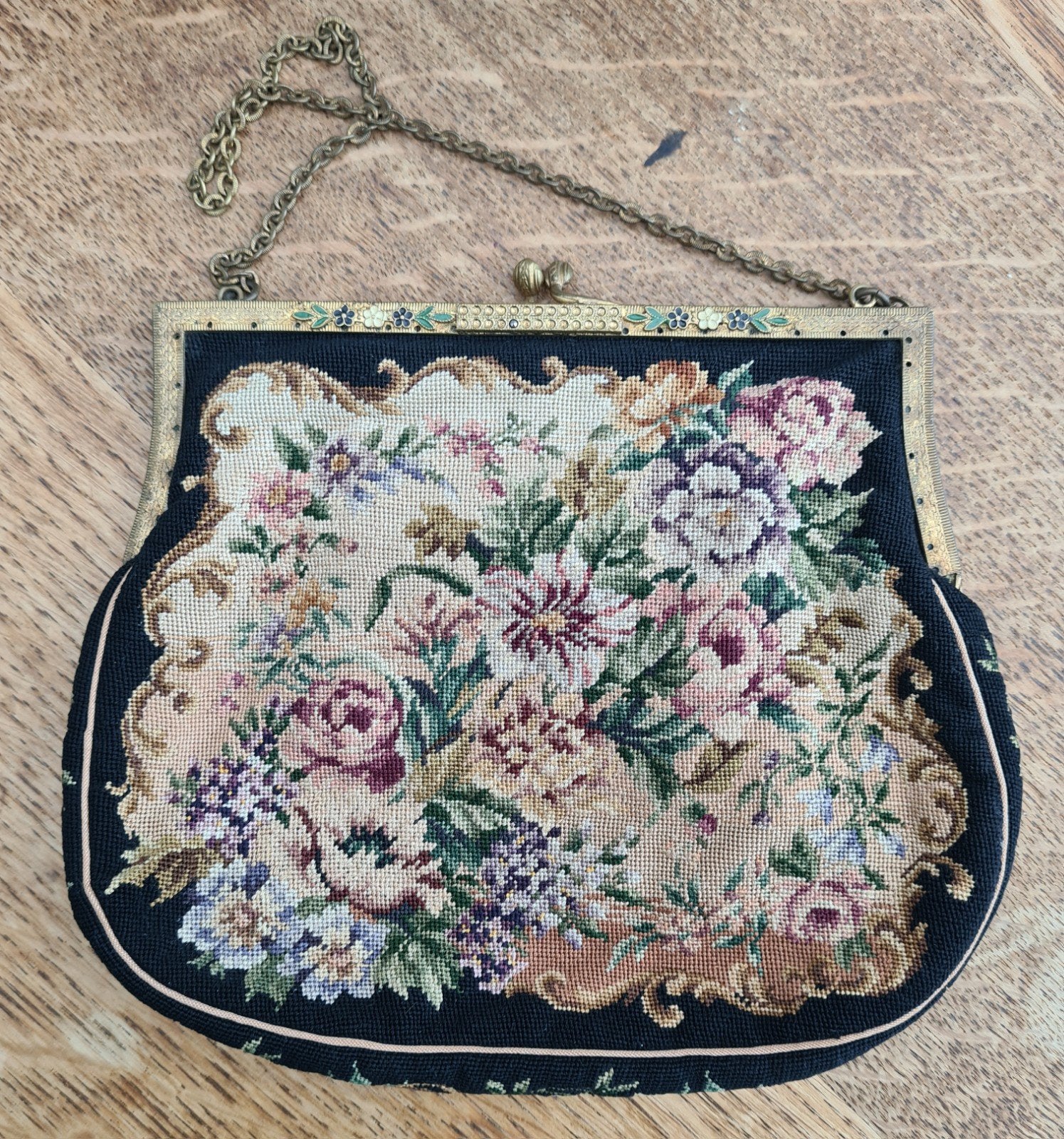 vintage GEBORDUURD HANDTASJE ca.1950, Antiek en Kunst, Ophalen of Verzenden, Dames