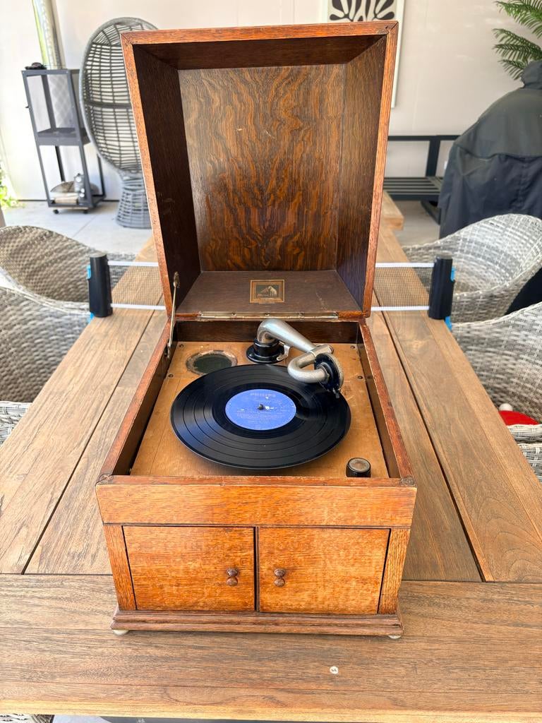 Antieke Houten Platenspeler - Grammofoon, Audio, Tv en Foto, Platenspelers, Ophalen, Gebruikt, Platenspeler, Overige merken