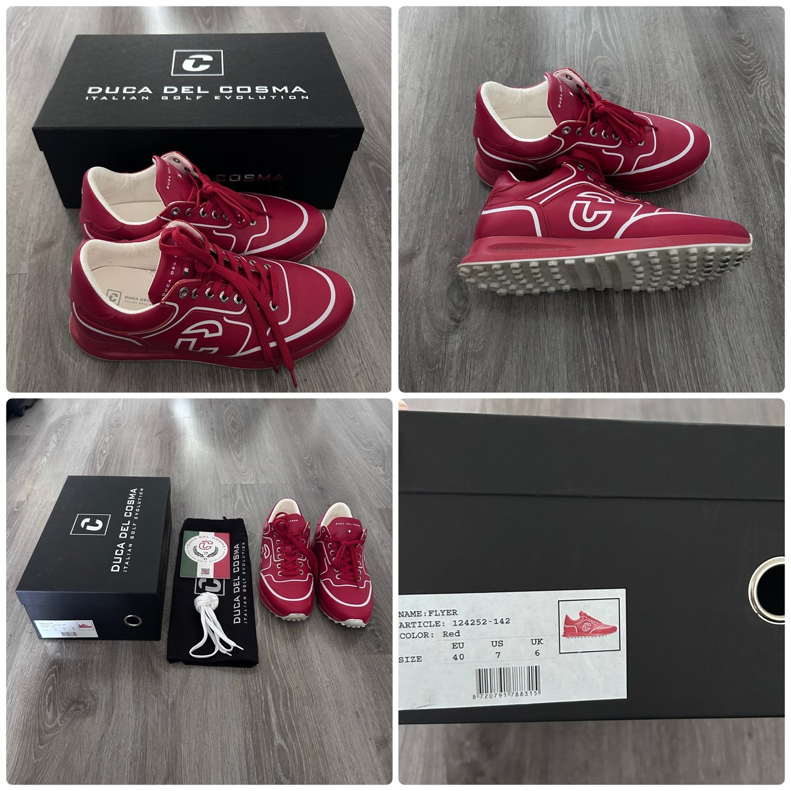 Duca del Cosma Flyer golfschoenen - Rood - Maat 40, Sportschoenen, Ophalen of Verzenden, Zo goed als nieuw, Rood