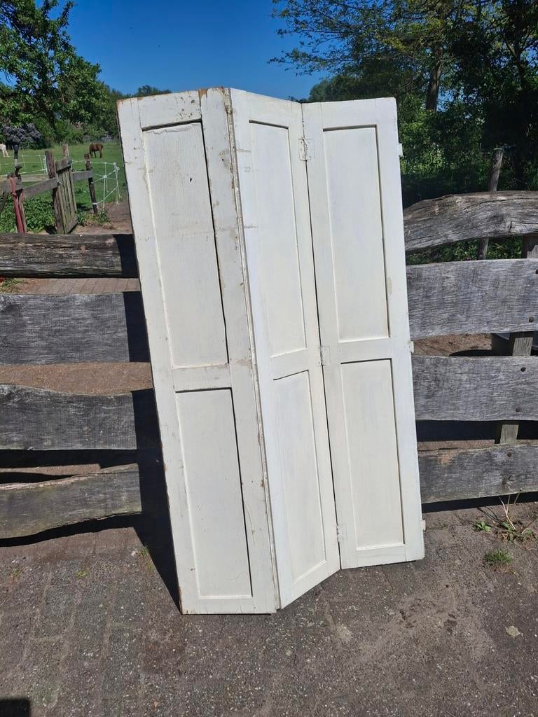 Mooi oud brocante houten drieluik 150x90, Ophalen of Verzenden