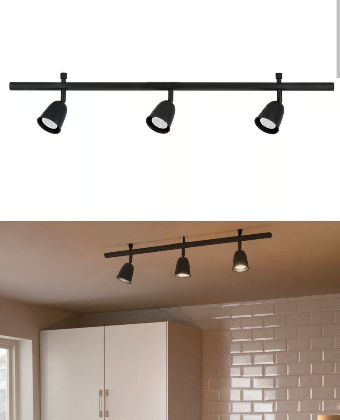 IKEA Skurup Plafondrail met 3 spots - Zwart (Nieuw), Ophalen, Nieuw, Metaal, Plafondspot of Wandspot