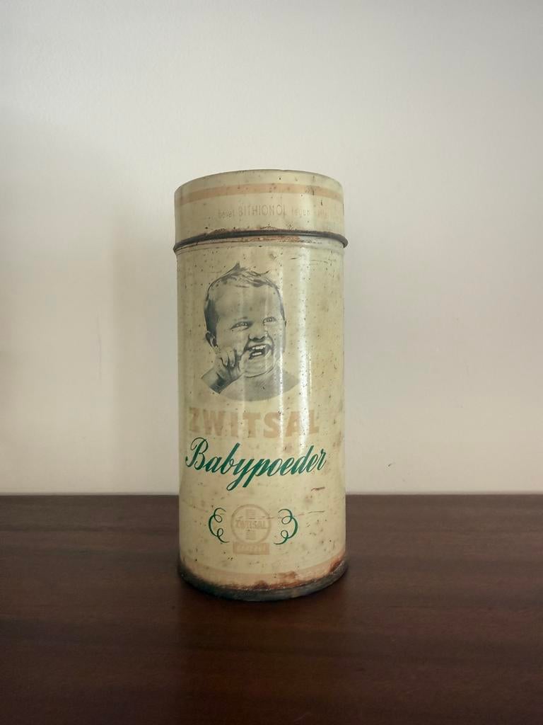 Antieke zwitsal poederbus/ blikje, Verzamelen, Ophalen of Verzenden, Gebruikt, Overige