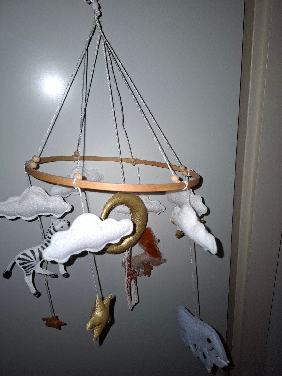 handgemaakte baby mobiel met safari dieren, Ophalen, Nieuw