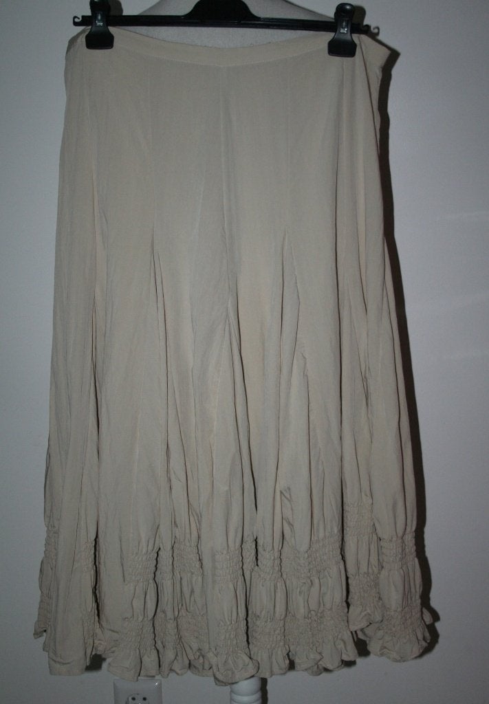 Zara beige viscose rok mt 42 44 XL, Kleding | Dames, Verzenden, Maat 42/44 (L), Nieuw, Onder de knie
