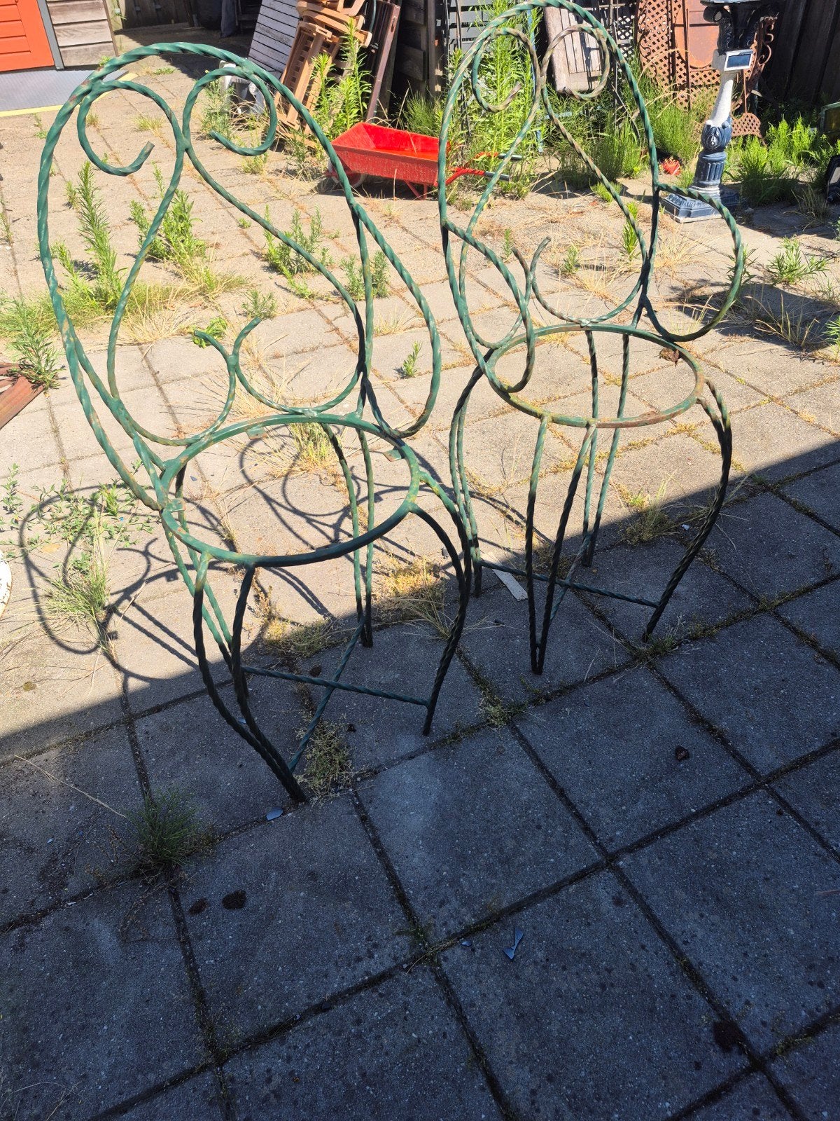 Gietijzeren tuin stoeltjes / planten tafeltjes, Ophalen, Minder dan 30 cm, Rond, Metaal