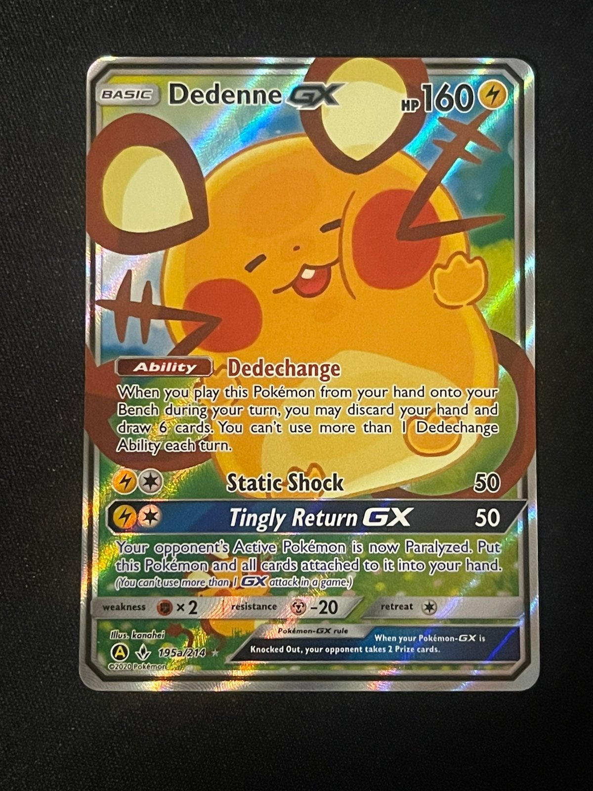 NM dedenne gx 195a/214, Hobby en Vrije tijd, Verzamelkaartspellen | Pokémon, Ophalen, Zo goed als nieuw, Losse kaart, Foil