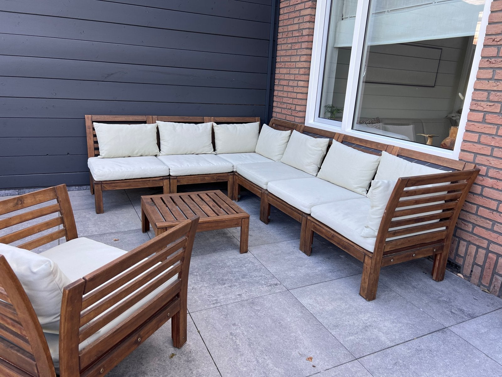 Houten Loungeset met Opbergbox, Tuin en Terras, Ophalen, Gebruikt, Loungeset, Bank