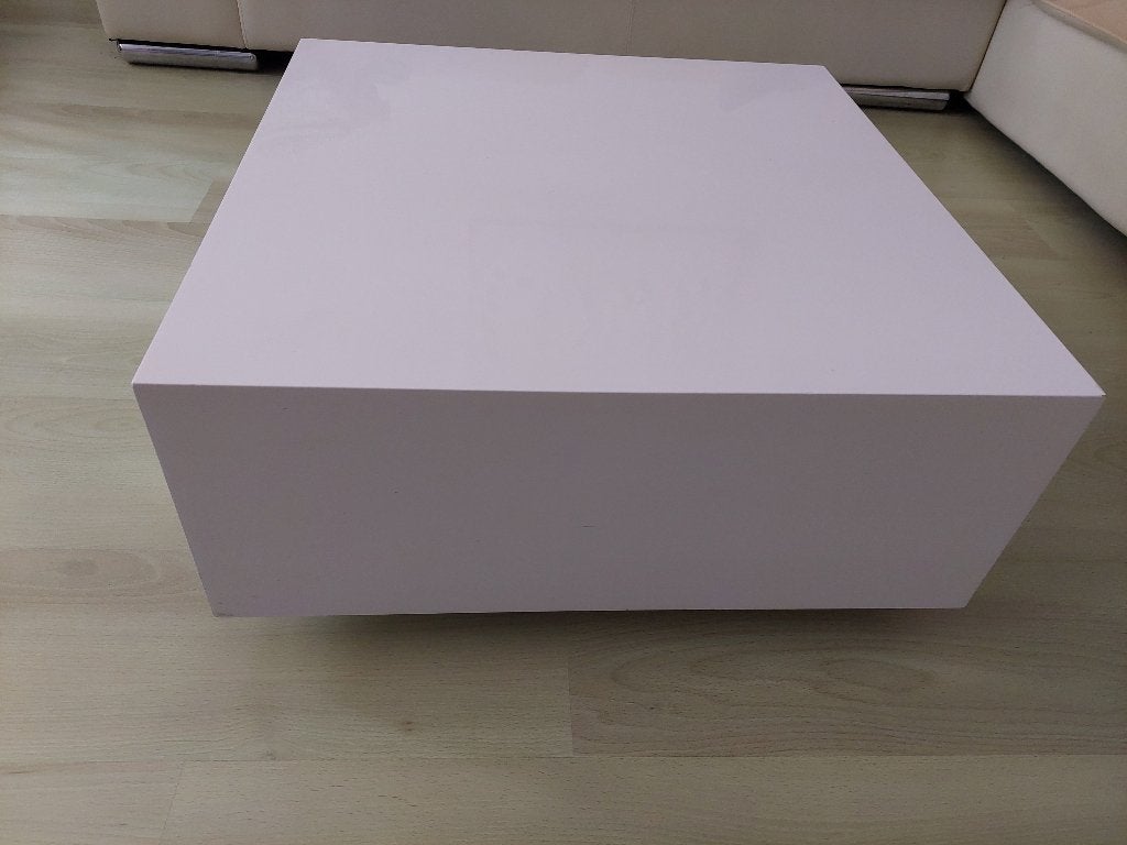 Salontafel vierkant blok wit, Ophalen, Overige materialen, Gebruikt, 50 tot 100 cm