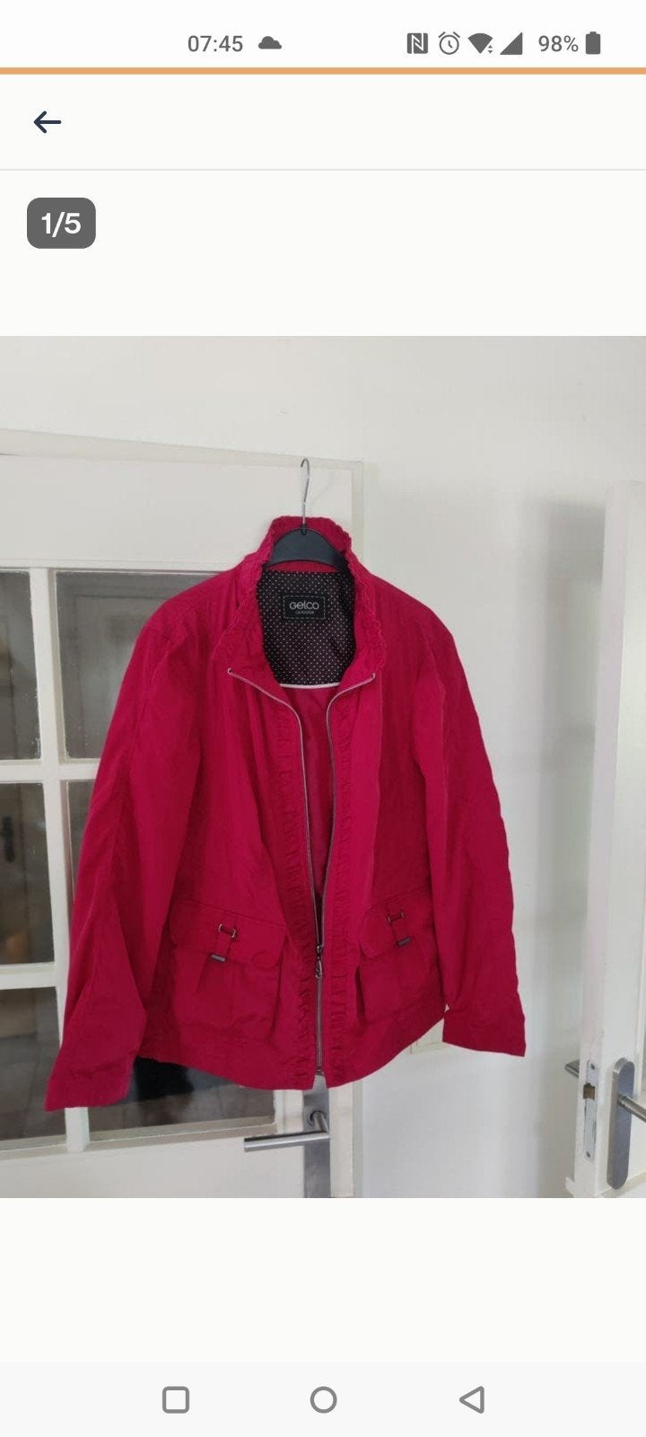 Prachtige donker rode zomerjas 44, Kleding | Dames, Jassen | Zomer, Ophalen of Verzenden, Zo goed als nieuw, Maat 42/44 (L), Rood
