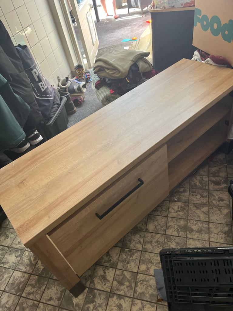 Salontafel en TV-meubel set - Houtlook, Huis en Inrichting, Tafels | Salontafels, Gebruikt, Vierkant, Minder dan 50 cm, Overige houtsoorten