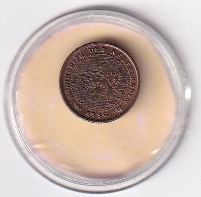 1/2 Cent 1936  ruim Zeer Fraai, Ophalen of Verzenden, Koningin Wilhelmina, Overige waardes, Losse munt