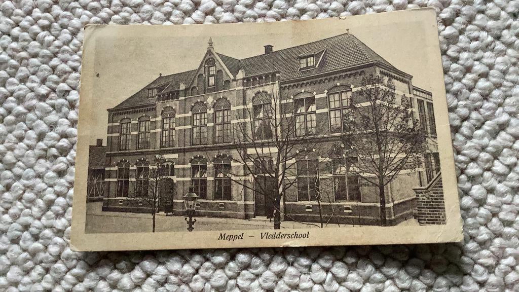 Ansichtkaart Meppel Vledderschool 1928. 923, Ophalen of Verzenden, 1920 tot 1940, Gelopen, Drenthe
