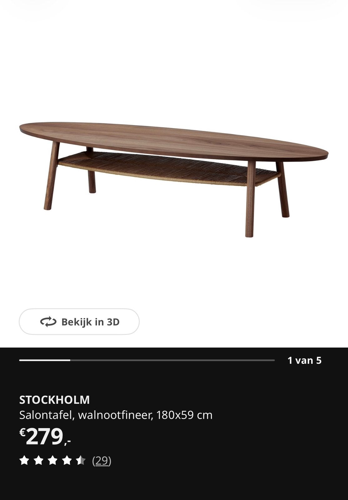 Ikea stockholm salontafel, Ophalen, 50 tot 100 cm, Zo goed als nieuw, 150 tot 200 cm