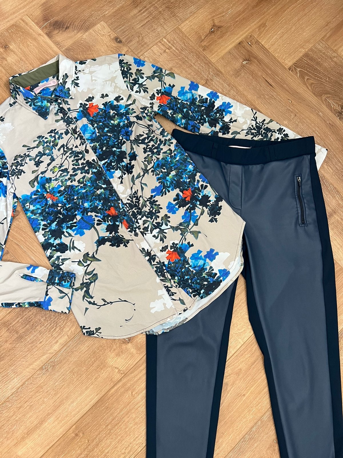 Studio anneloes set M poppy  blouse & margot broek indigo, Maat 38/40 (M), Beige, Ophalen of Verzenden, Zo goed als nieuw