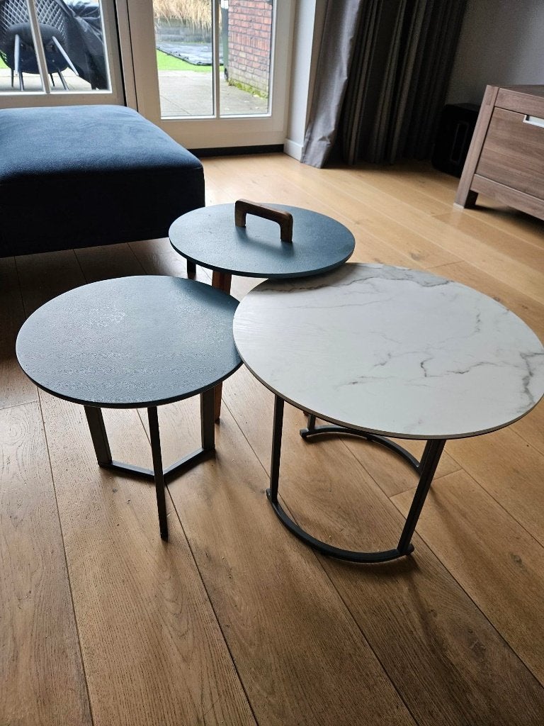 3 salontafeltjes/bijzettafels van Coco Maison - Marmerlook, 50 – 75, Minder dan 50 cm, Rond, Minder dan 50 cm