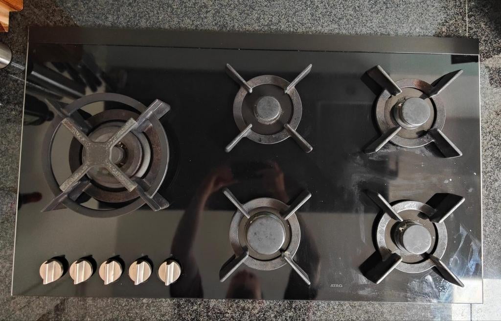 ATAG Gas op Glas Kookplaat 90 cm Inbouw - Gebruikt, Witgoed en Apparatuur, Kookplaten, Gebruikt, Ophalen of Verzenden, Inbouw
