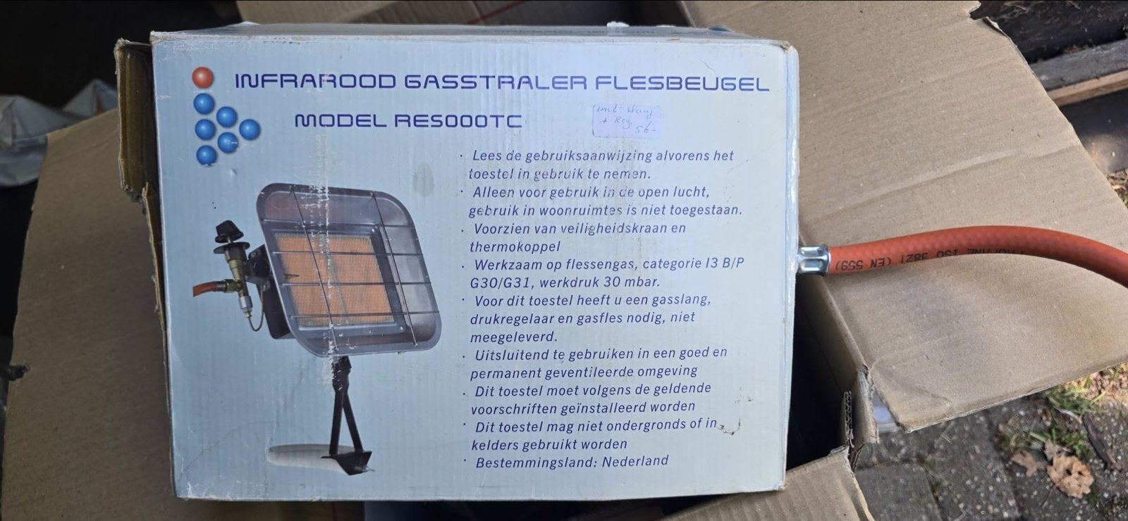 Infrarood Gasstraler Flesbeugel - Model RES000TC, Ophalen, Gebruikt