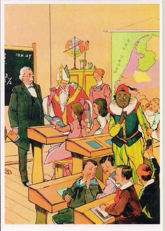 Sint en Piet op school prentbriefkaart [C11098], Ophalen of Verzenden, 1980 tot heden, Ongelopen