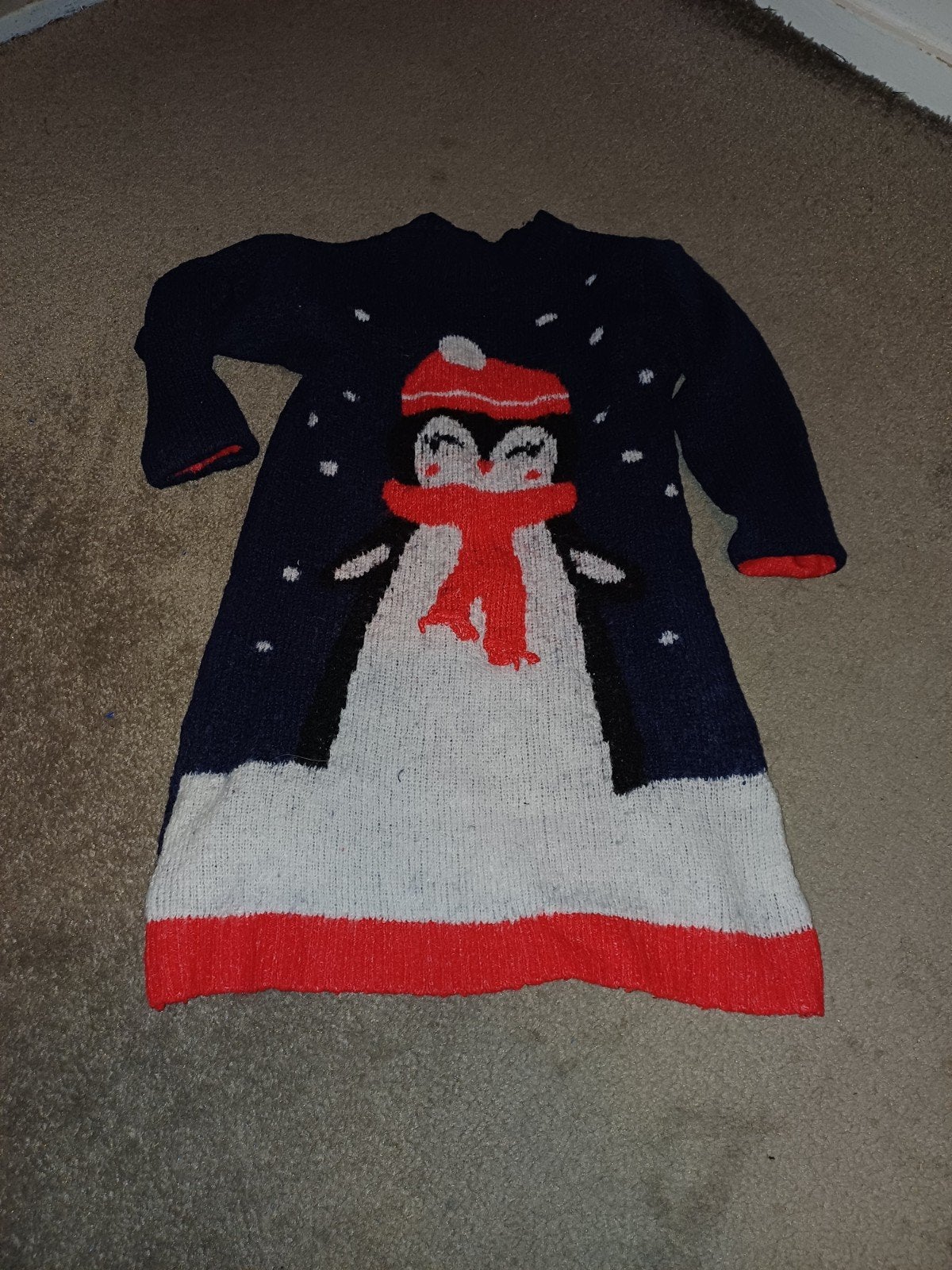 Lupilu Kerstjurkje Pinguïn Donkerblauw Maat 110/116, Gebruikt, Meisje, Ophalen of Verzenden, Jurk of Rok