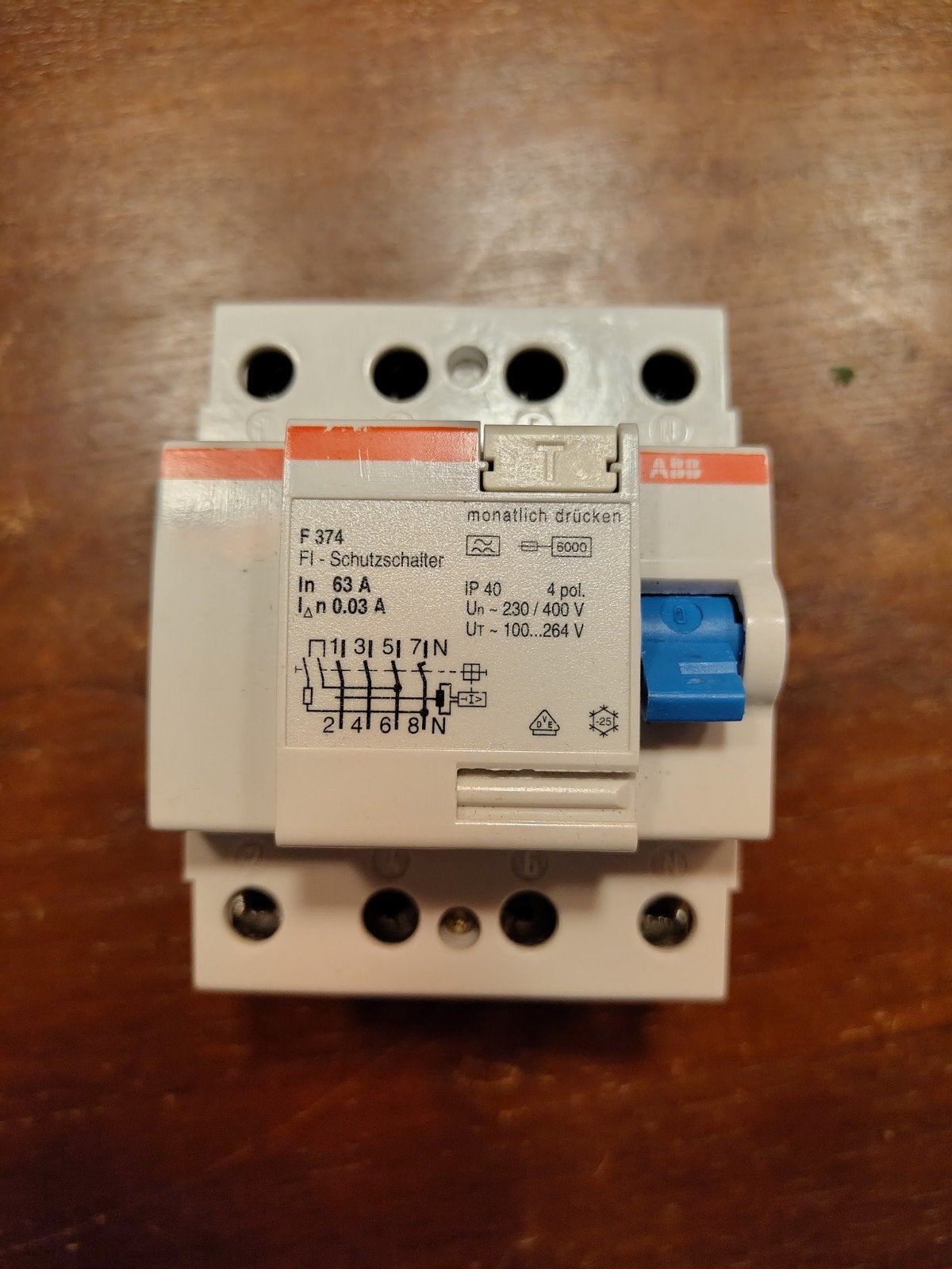 ABB Aardlekschakelaar 63A 0.03A - 4-polig, Ophalen of Verzenden, Gebruikt, ABB, Aardlekschakelaar