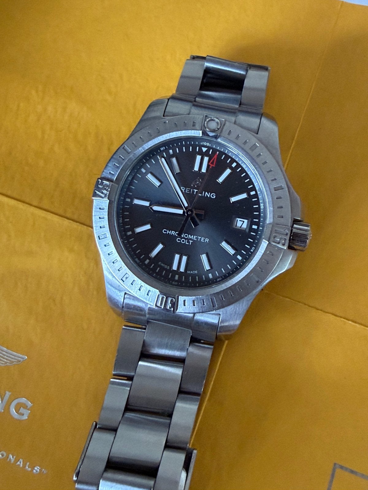 Breitling Colt Automatic Grijs Wijzerplaat 41mm 2018 fullset, Staal, Breitling, Polshorloge, Ophalen of Verzenden