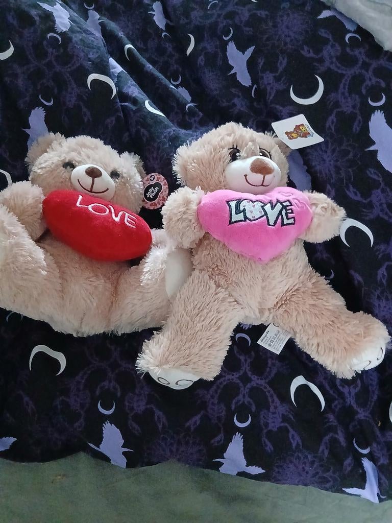 2 leuke beren knuffels met love erop, Ophalen of Verzenden, Knuffel