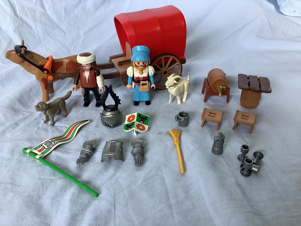 Playmobil 3891 set ossenkar ridder met figuren. Compleet, Ophalen of Verzenden, Gebruikt, Complete set