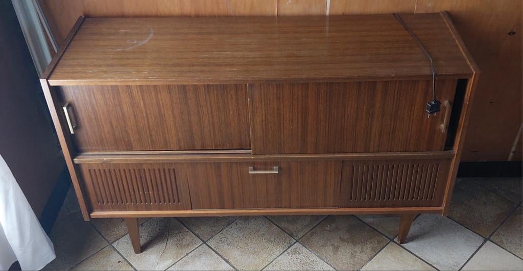 Vintage Houten Radio en Platenspeler Meubel, Ophalen, Gebruikt, Platenspeler, Overige merken