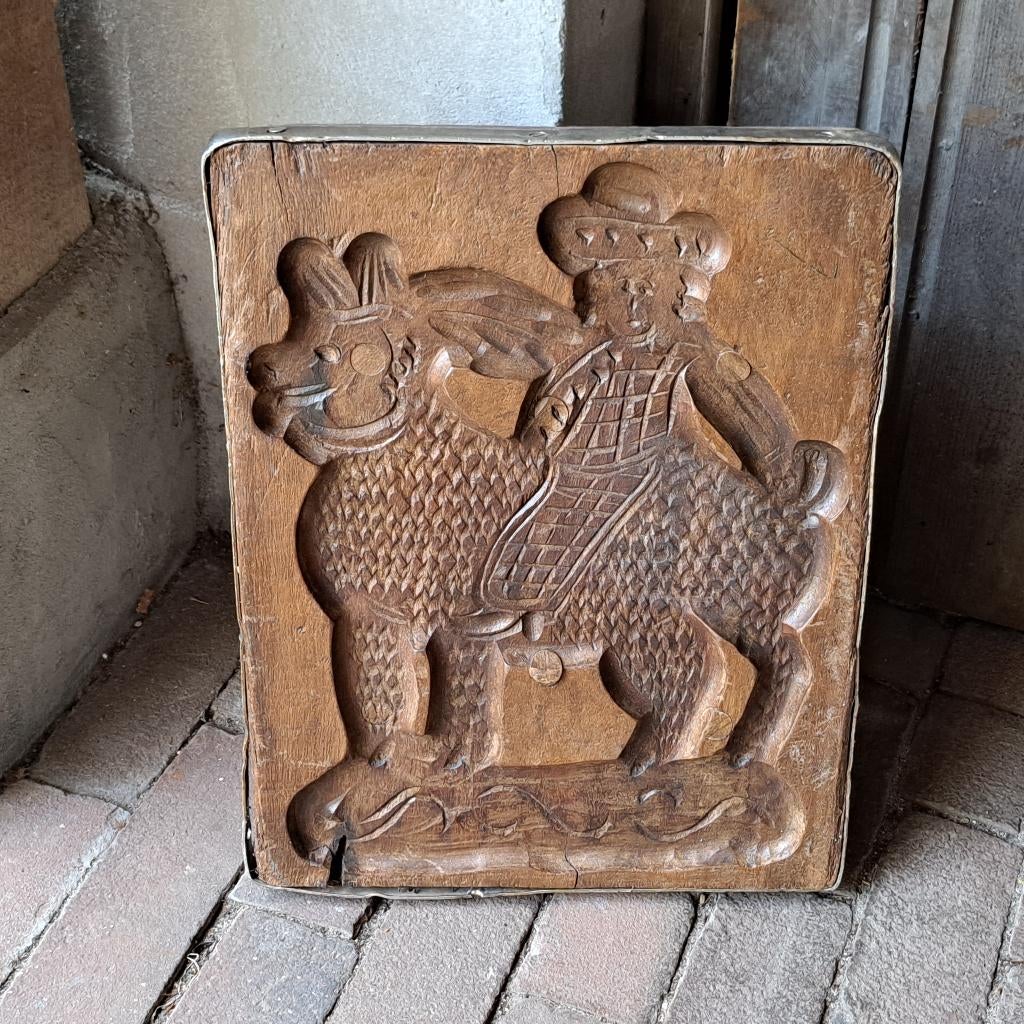 Oude brocante houten speculaasplank plank *Etage3*, Gebruikt, ., Ophalen of Verzenden, .