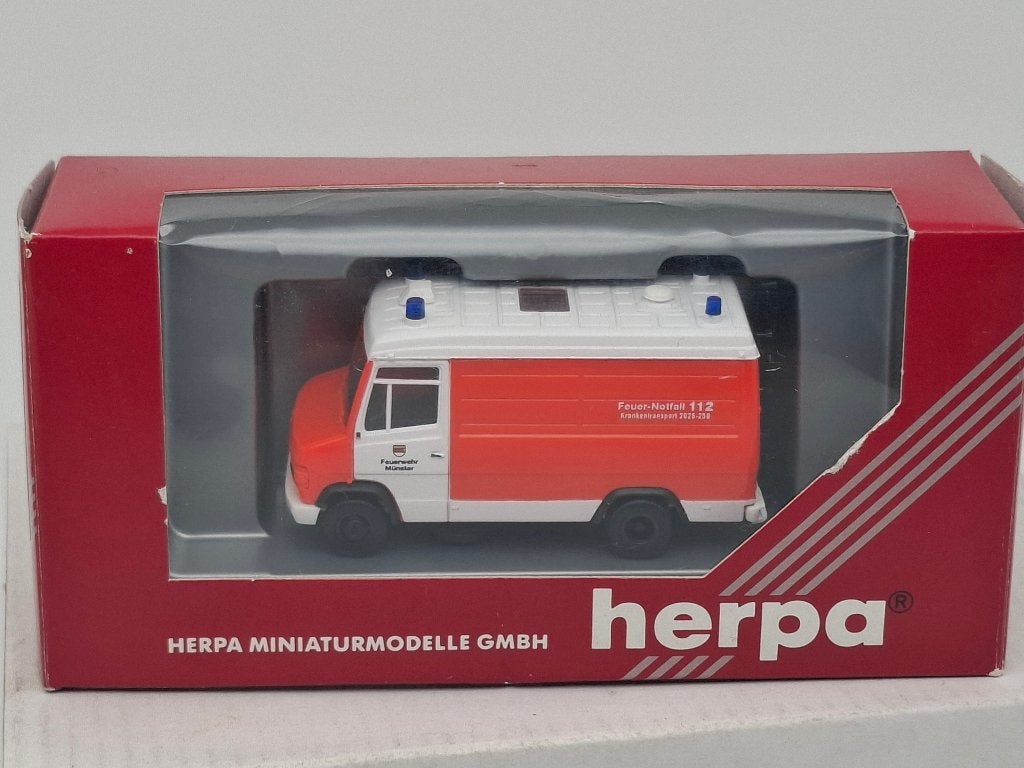 Mercedes 609D brandweer Münster - Herpa 1/87, Verzenden, Zo goed als nieuw, Auto, Herpa